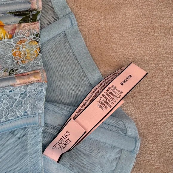 Victoria's Secret Blue Floral Lace Corset Top M-DD - Picture 4 of 4